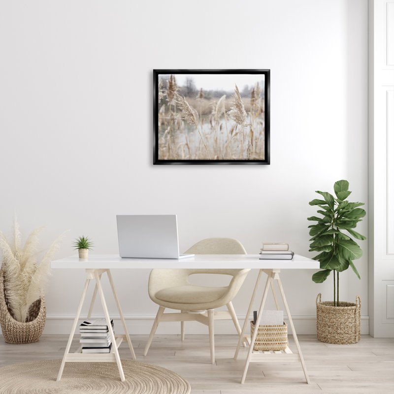 Art mural sur toile flottant, "Pampas", H 25 po x l 31 po x P 1,7 po, Cadre flottant noir de jais