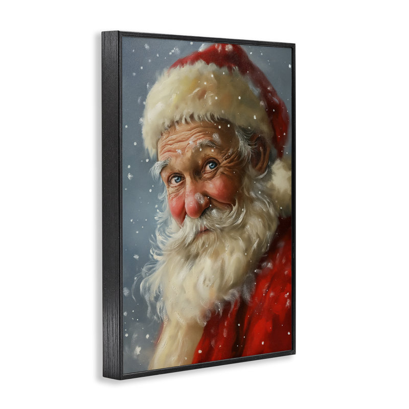 «Rosy Santa Portrait», estampe numérique par Imagine It Images, Giclée encadrée noir minuit, H 30 po x l 20 po