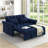 Loveseats Sofa Bed With Pull-Out Bed,Adjsutable Back-Blue