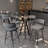 Bar Height Set, Tempered Glass Round Dining Table And Height Bar Stools-1138261496-1136941001
