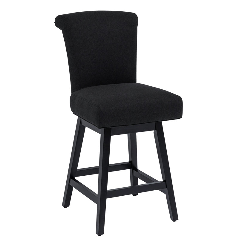 Lark Manor Counter Stools,26" 360 Free Swivel Bar Stools,Modern Counter Height Bar Stools With Upholstered And High-Back,Wooden Barstool For Kitchen Island And Counter Height,Set Of 1,Performance Fabric
