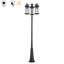Lampadaire 3 lumières en aluminium noir mat 3 po avec capteur Dusk To Dawn