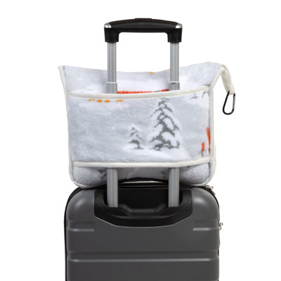 Carstens, Inc. Travel Blanket, Premium Compact  2-in-1 Airplane Blanket  / Pillow, Snowy Cabin
