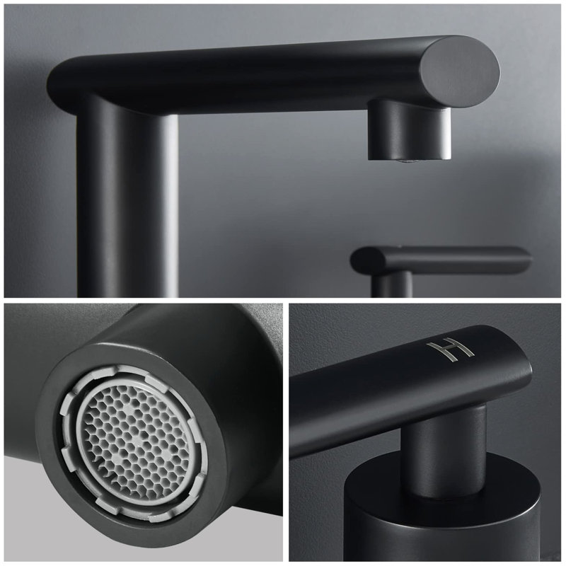 8-Inch Matte Black Bathroom Sink Tap, Widespread Waterfall Faucet, 2 Handles, Pop Up Drain Assembly, Supply Hose 2-Handles Drain, Hose, 8