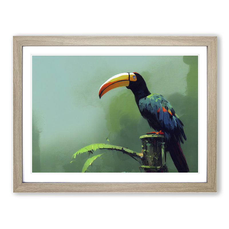 Toucan Bird Vol.2 1 Piece Single Picture Frame Wall Art, 34cm H x 46cm W x 2cm D, Oak Framed
