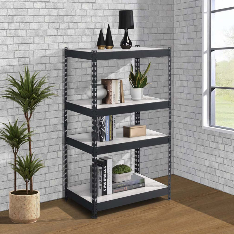 Natural And Black 4-Tier Bookcase