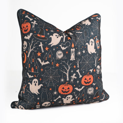 Housse de coussin décoratif en mélange de lin Haunted Graveyard