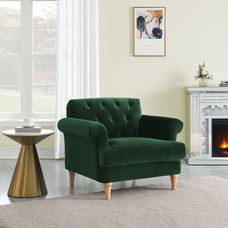 Halltown Velvet Armchair, Hunter Green