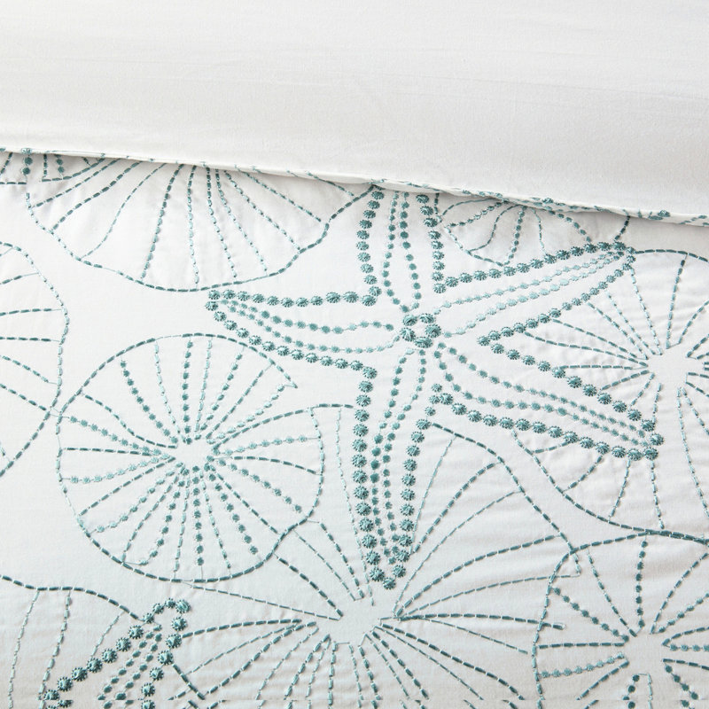 Édredon très grand 100% coton blanc, broderie foncée, surdimensionné et comprend un édredon, une jupe de lit, 2 taies décoratives, du coton blanc, une literie trop rembourrée,