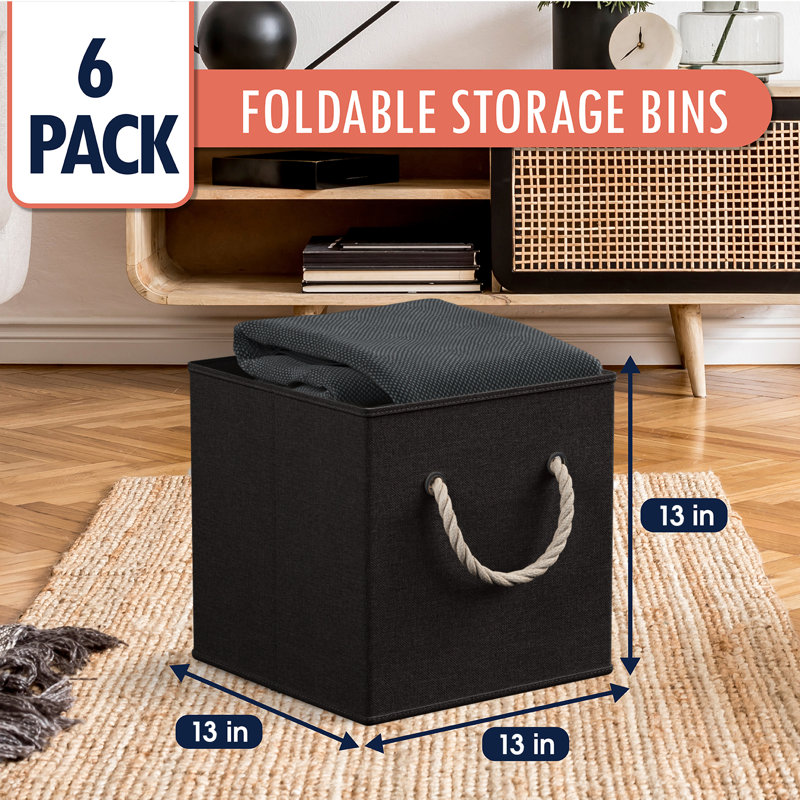 Boîte en tissu pliable et pliable, Noir