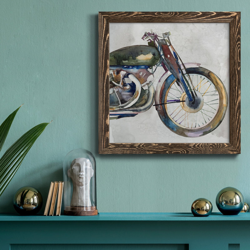 Moto Métal II - Toile encadrée de qualité supérieure - prête à être accrochée, Noyer, H 35,5 po x l 35,5 po x P 1,5 po