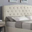 Ensemble de chambre à coucher rembourrée 3 pièces, lit à oreilles capitonné avec deux tables de chevet blanches-617891015