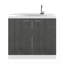 Lavabo autoportant à double porte Salento, blanc / chêne fumé-130373544