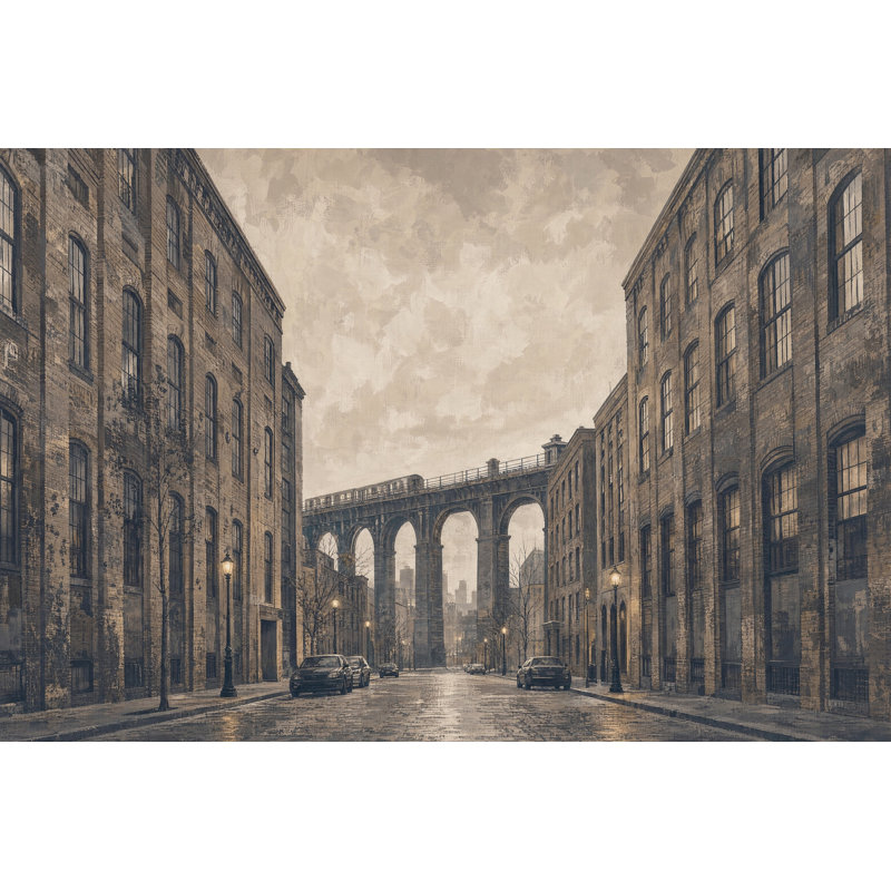 Murale de bâtiments industriels en brique urbain, 160 po x 108 po, Texturé non collé