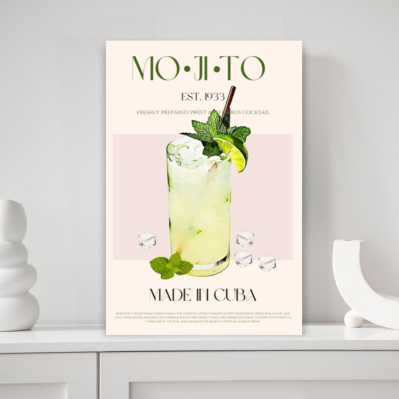 «Mojito», art contemporain contemporain rétro, H 18 po x l 12 po