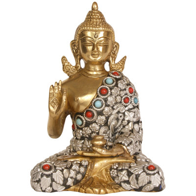 Bouddha bénissant avec incrustations