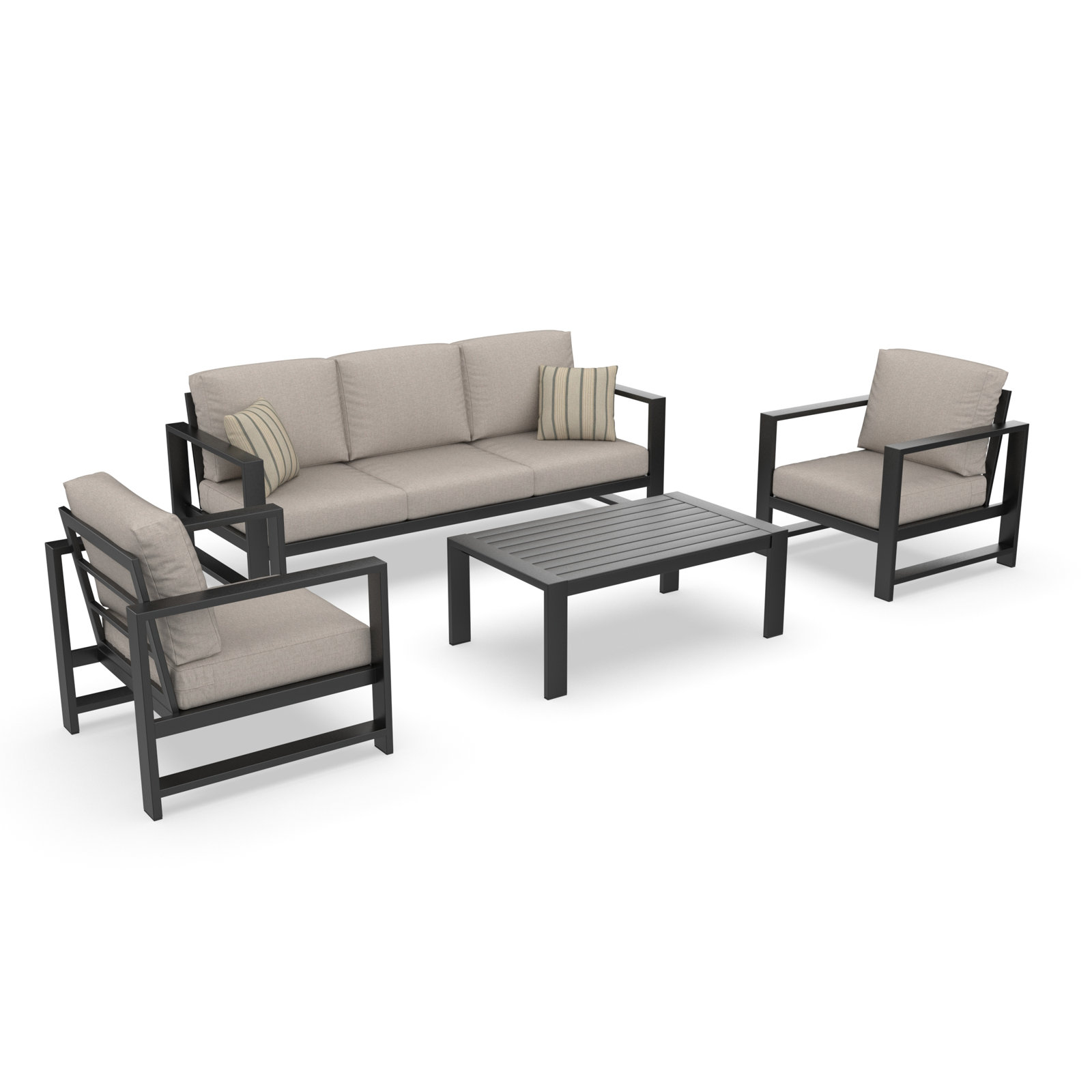 Dulcie 5 Person Seating Set with Sunbrella Cushions, Cast Silver Sunbrella®