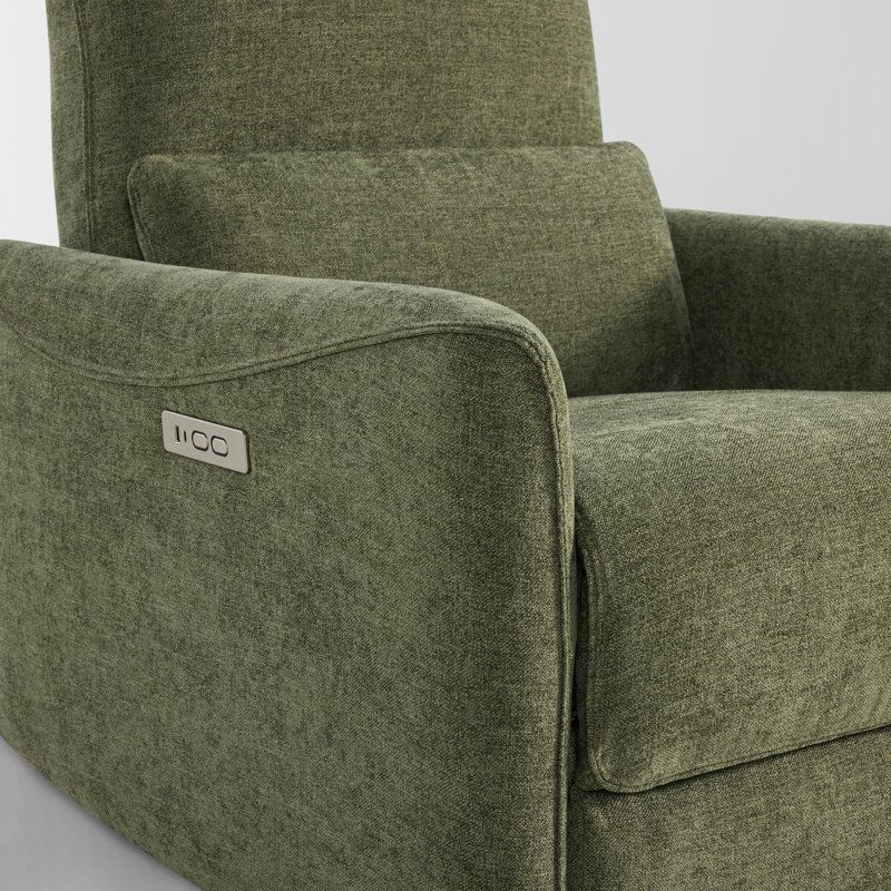 Fauteuil inclinable électrique pivotant rembourré Mikkel, Vert mousse