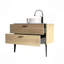 Meuble-lavabo rayé en chêne naturel avec lavabo en céramique, meuble-lavabo autoportant pour salle de bain moderne, KD-115688531