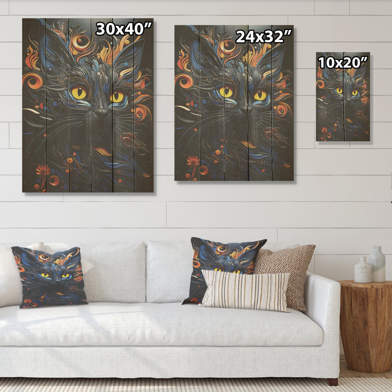 «Pixiebob Pondering Cat Collage I», art mural en bois sur bois de pin naturel, H 40 po x l 30 po