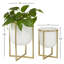 Jardinière ronde blanche avec base en métal doré, 10 po, 13 po