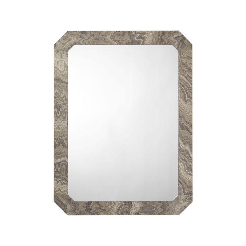 Ravine Wood Wall Mirror, Sand Grey