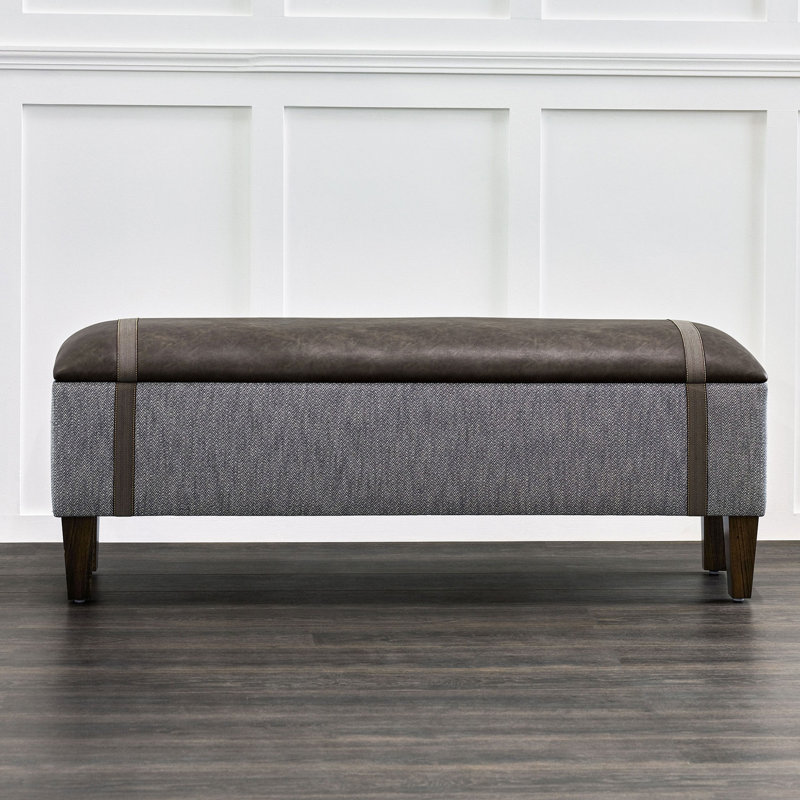 River Faux Leather Bench, 16" H x 60" W x 22" D
