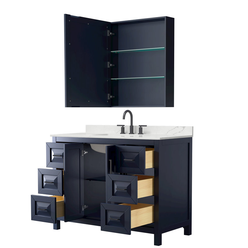 Daria 48'' W Vanity, Matte Black, Blue, Giotto Quartz