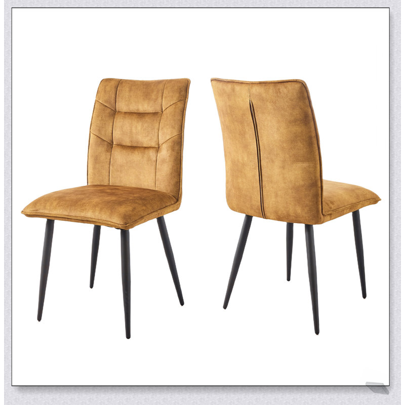 Ensemble de chaises de salle à manger en velours 2 pièces Modern, Jaune