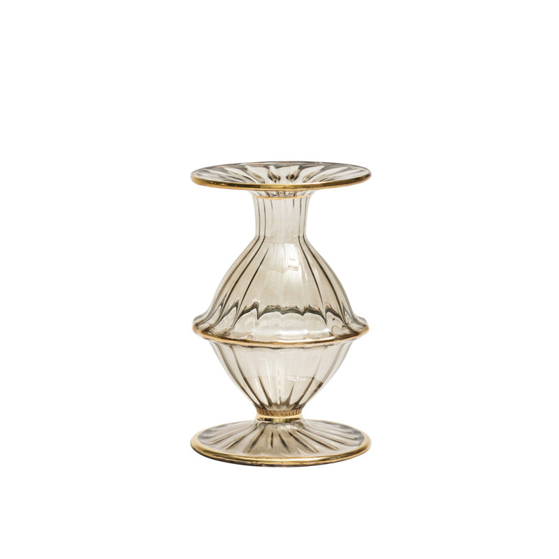 F2023 5.5'' H Glass Tabletop Candlestick, Smoke