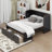 Hynes Murphy Bed, Solid Wood Murphy Bed Frame With USB Port And A Large Drawer-866169544-846412165