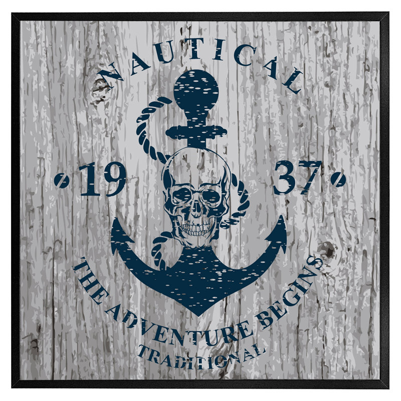 Cuomo Anchor Print On Wood - Single Picture Frame Print, 31cm H x 31cm W x 4cm D, Black Framed