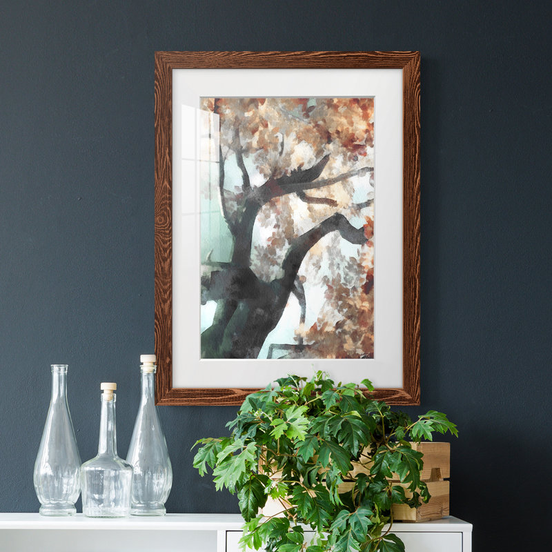 Fall Tree I Premium encadré mat - prêt à être suspendu, Cadre brun, H 37,5 po x l 27,5 po x P 1 po
