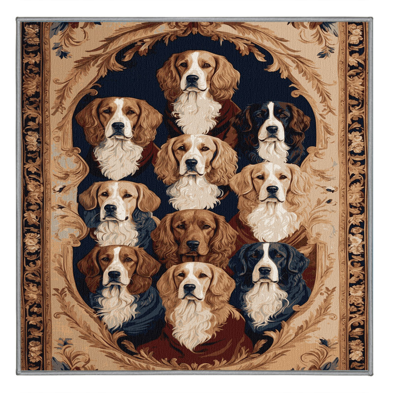 Tapis brun français lavable à la machine, Carré 8 pi