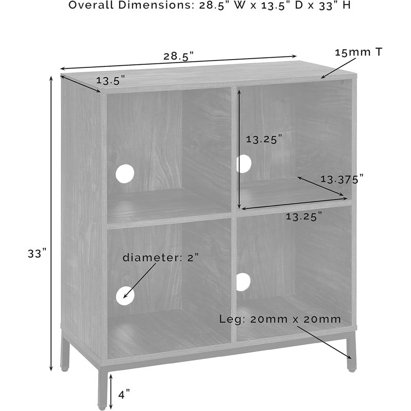 Modular Storage Cube Bookcase With Vinyl Records Holder And Record Player Stand, Industrial Design