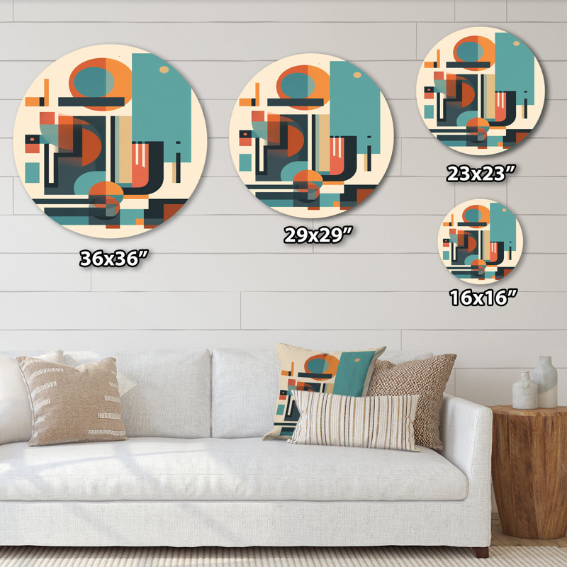 Blue And Orange Minimalistic Symphony III - Minimalism Metal Wall Décor, 16" H x 16" W x 1" D