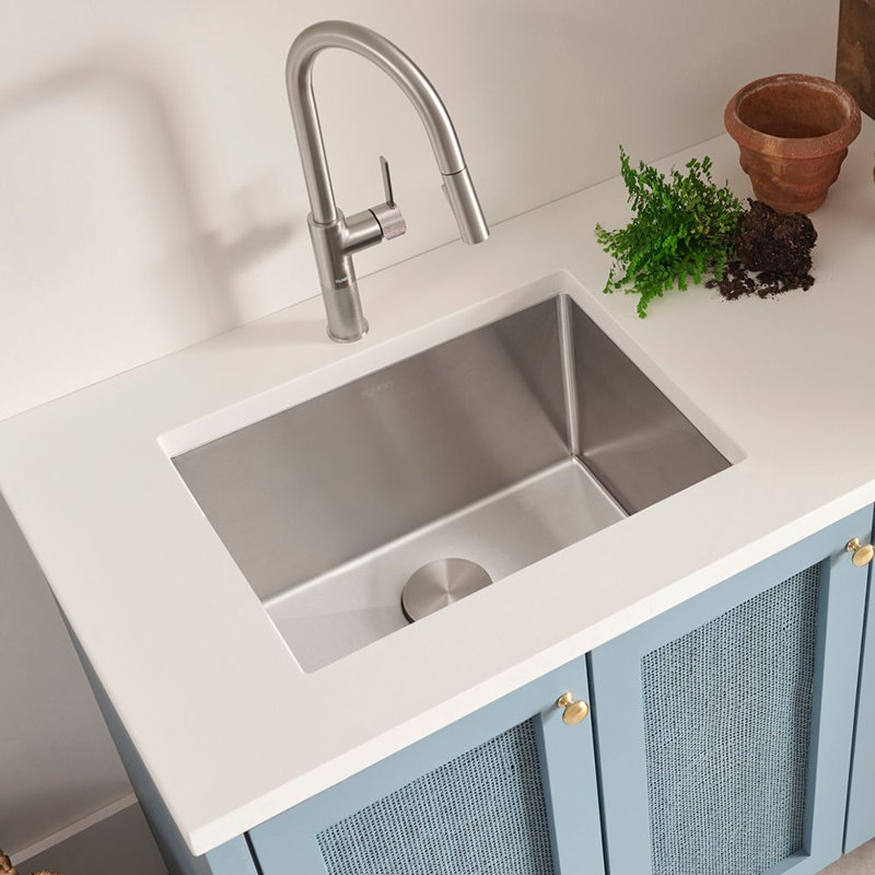 Ruvati 23" x 18" x 12" Deep Laundry Utility Sink Rounded Corners Undermount Stainless Steel