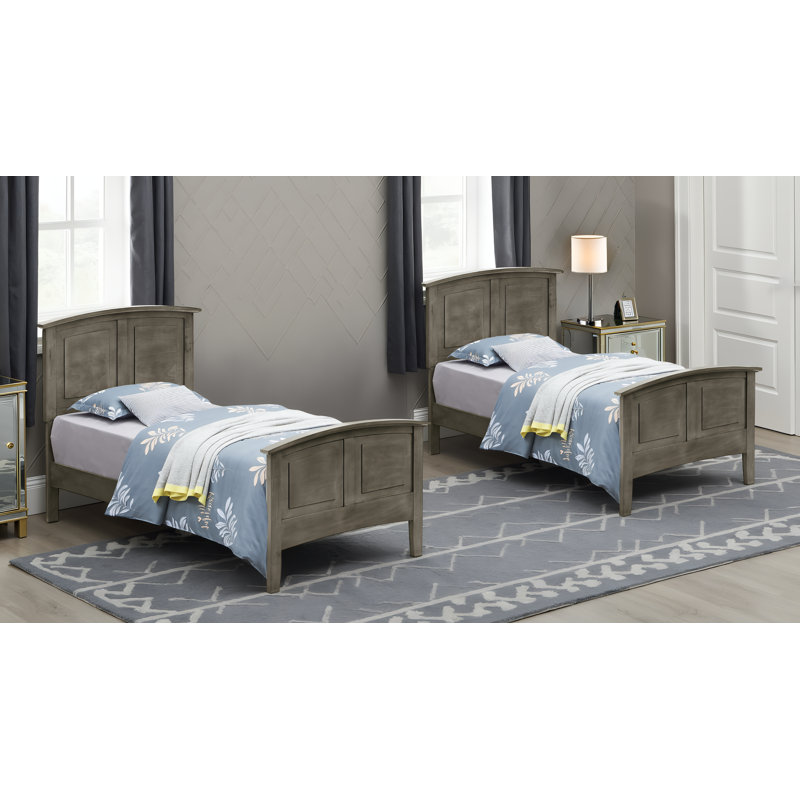 Ensemble de 2 lits simples gris Halden, Gris, Lit simple
