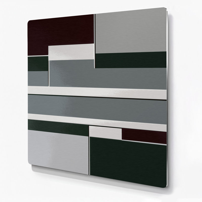 Art mural Hard Edge 96 en métal gris, H 16 po x l 16 po