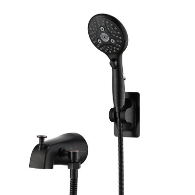 Bronze huilé, bec de baignoire, inverseur relevable, douche à main à 6 réglages, interrupteur à une touche, pause marche / arrêt avant 1/2 ou 3/4 de pouce, fixation murale, inverseur de débit de 2 gallons par minute, corrosion, modes,