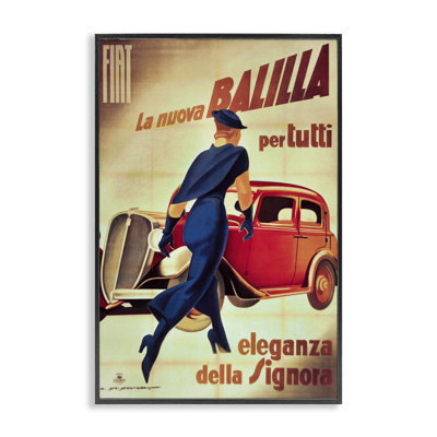 Antique Vehicle & Woman Advertisement Framed Giclee, design by Marcus Jules