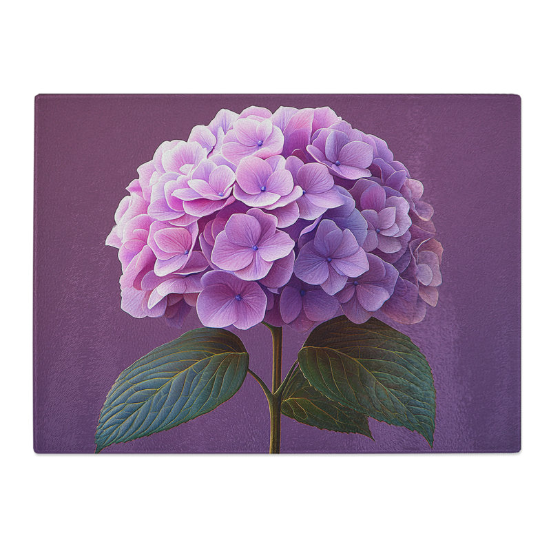 Hydrangea Artwork Flower  Glass Chopping Board