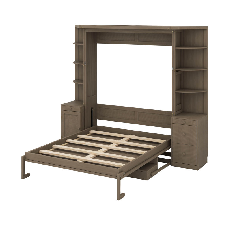 Grand lit escamotable avec bureau, Gris
