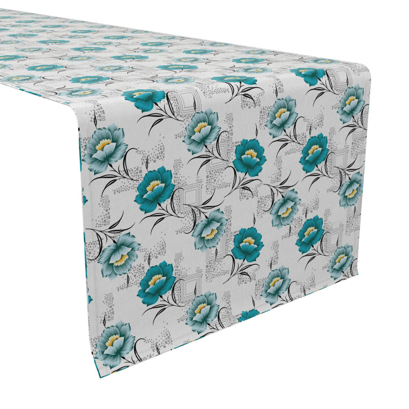 Rectangular Floral Cotton Table Runner