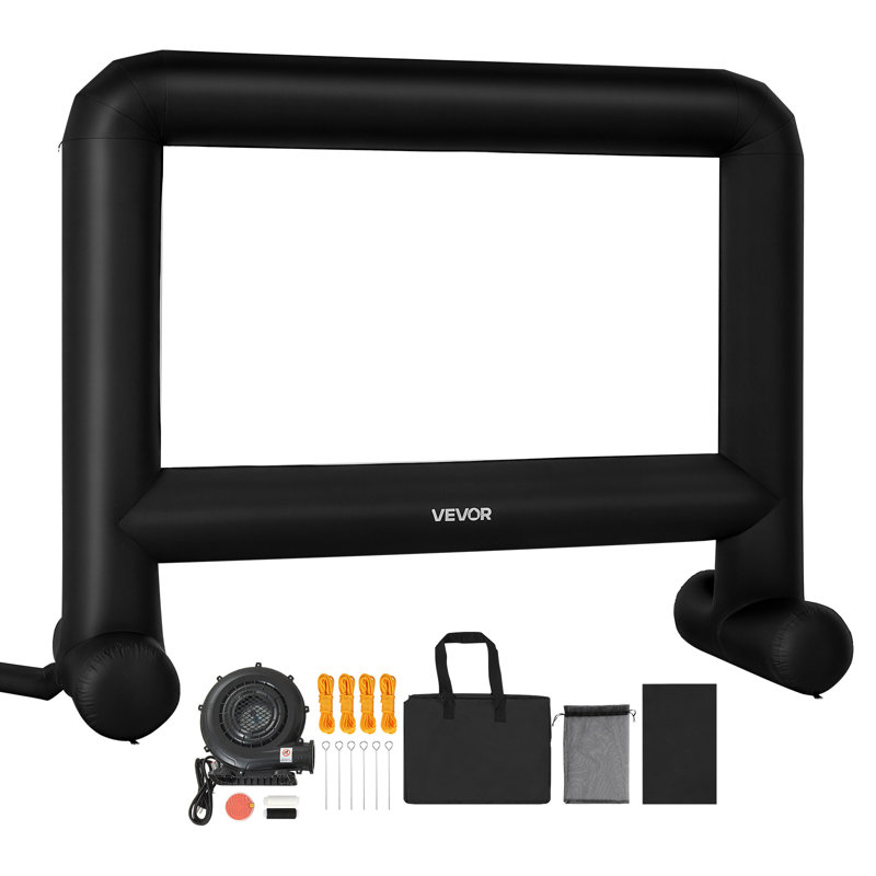 Écran de cinéma gonflable de 16 pi, écran de projection gonflable avec sac de rangement portatif, projection de film 16: 9 facile à installer pour la cour extérieure, le cinéma maison et la soirée à thème