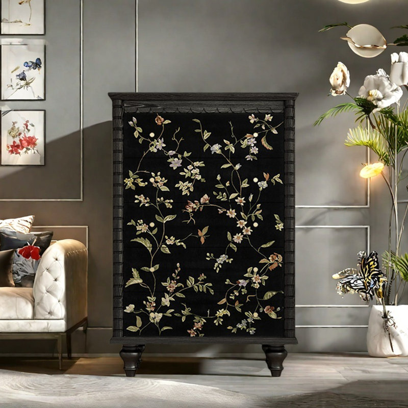 Commode d'appoint avec cinq tiroirs Retro, Noir