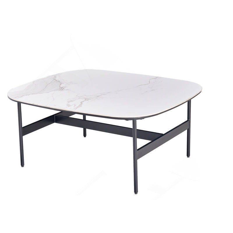 Petite table basse pour le salon, table basse en céramique à poutre de pierre moderne, table basse carrée facile à assembler