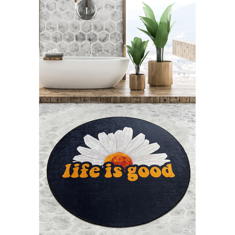 Tapis de bain de luxe, 39,4 pouces de diamètre, 100% polyester, 700 g / m² | Antibactérien, antidérapant, dessous, hauteur de poils de 0,4 pouce | Lavable à la machine à 86 ° F, idéal pour les salles de bain modernes, conception douce et durable