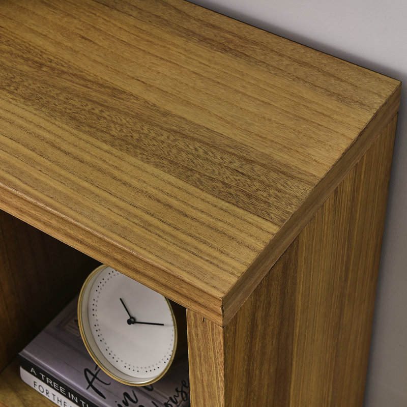Open Wooden Open Shelf Bookcase, Freestanding Display Storage Cabinet With 7 Cube, Natural Wood