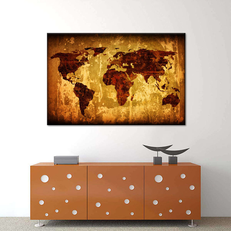 Vintage World Map Canvas Print, 30" H x 45" W x 1.25" D
